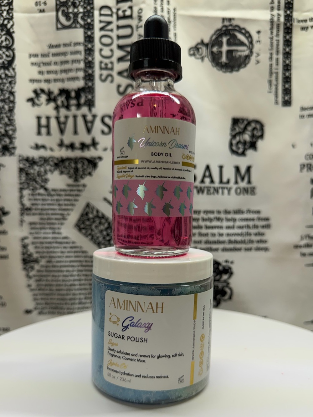 New Aminnah Unicorn Dreams Body Oil & Galaxy Sugar Polish
